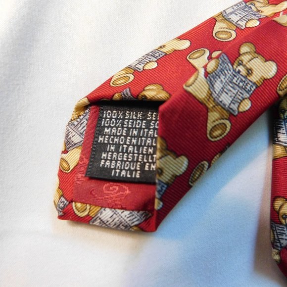 Vintage Beaufort Tie Rack Teddy Bear Tie 100% Silk Made in Italy - Picture 5 of 9